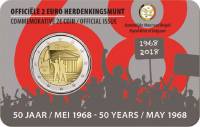 (020 Флам) Монета Бельгия 2018 год 2 евро "50-летие студенческих волнений"  Биметалл  PROOF